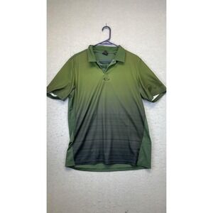 Oakley Polo Shirt Mens Medium Green Gradient Stripe Golf‎ Regular Fit Athletic